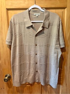 Frye & Co. men's short-sleeve button-up knit polo shirt size XL NWT